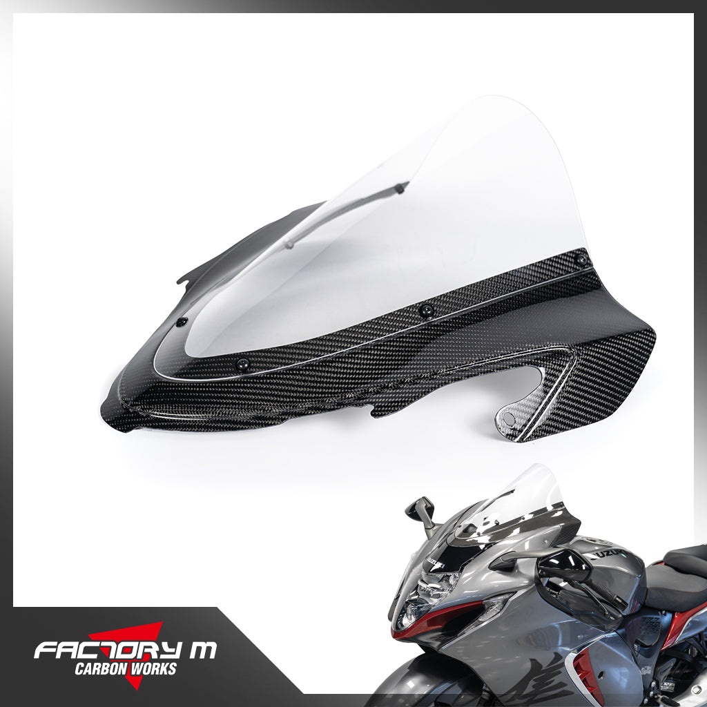 FACTORY M] Carbon Fiber Trim Racing Windscreen for Suzuki Hayabusa